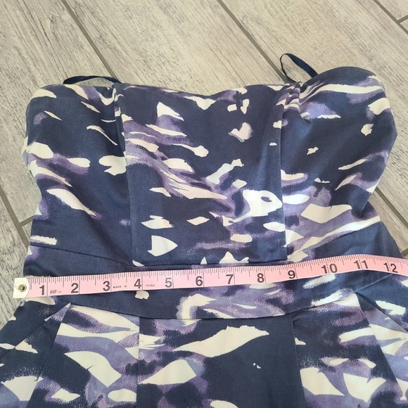 H&M women's strapless halter top pleated dress blue purple and white size 6 - Picture 8 of 11